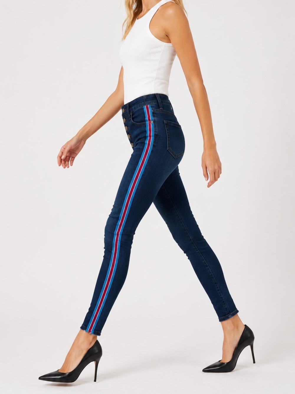 VERONICA BEARD Women's Debbie Skinny Jeans Size 24 Midnight Tux Stripe